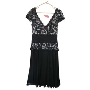 Elegant Tadashi Shoji Black Bead & Sequin Lace Dress